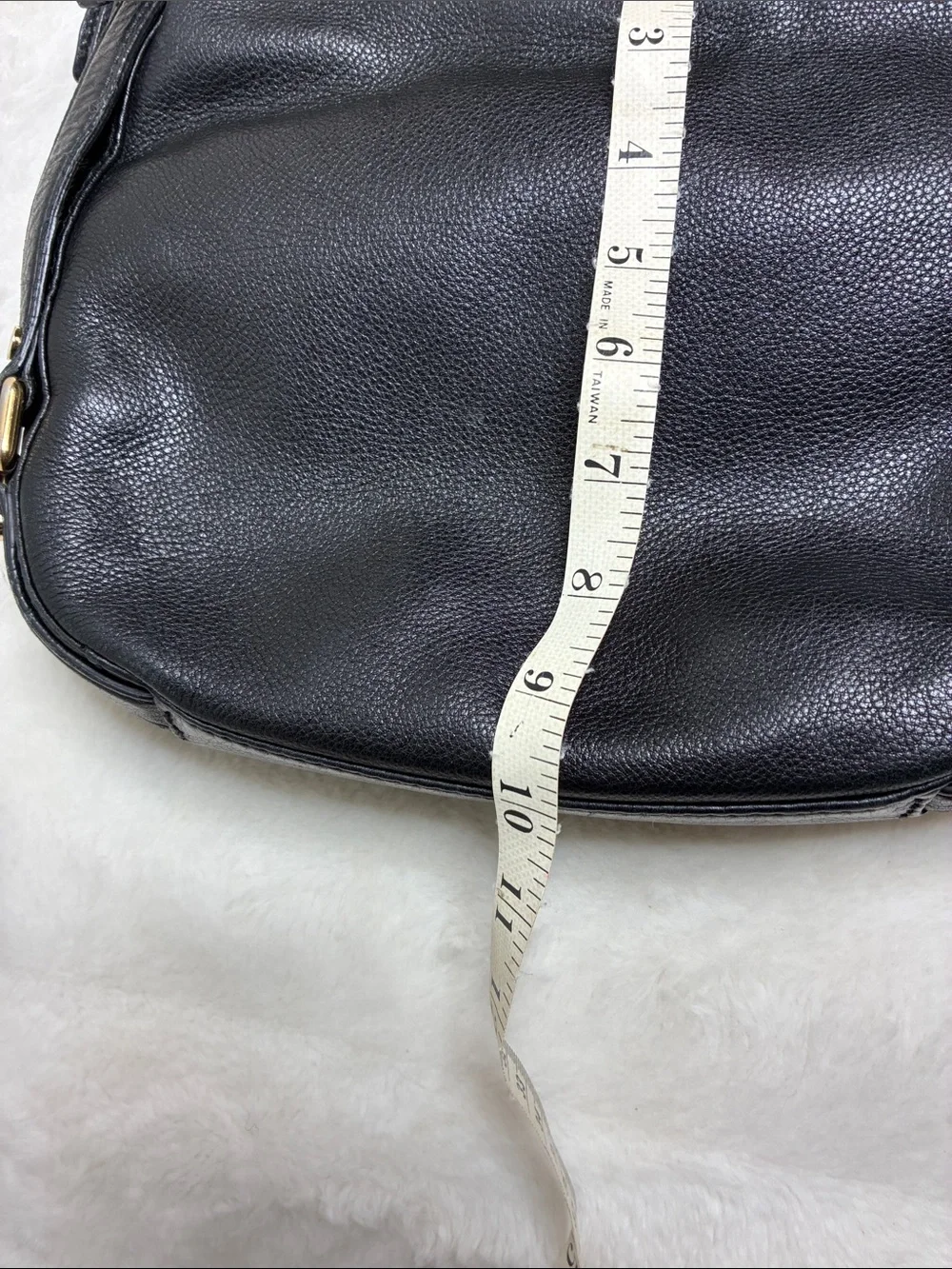 Michael Kors Black Pebbled Leather Shoulder Bag with Gold Hardware